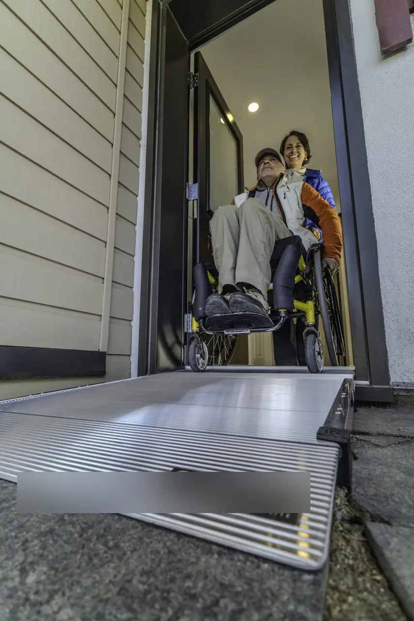 Passe-seuil installé — porte coulissante patio